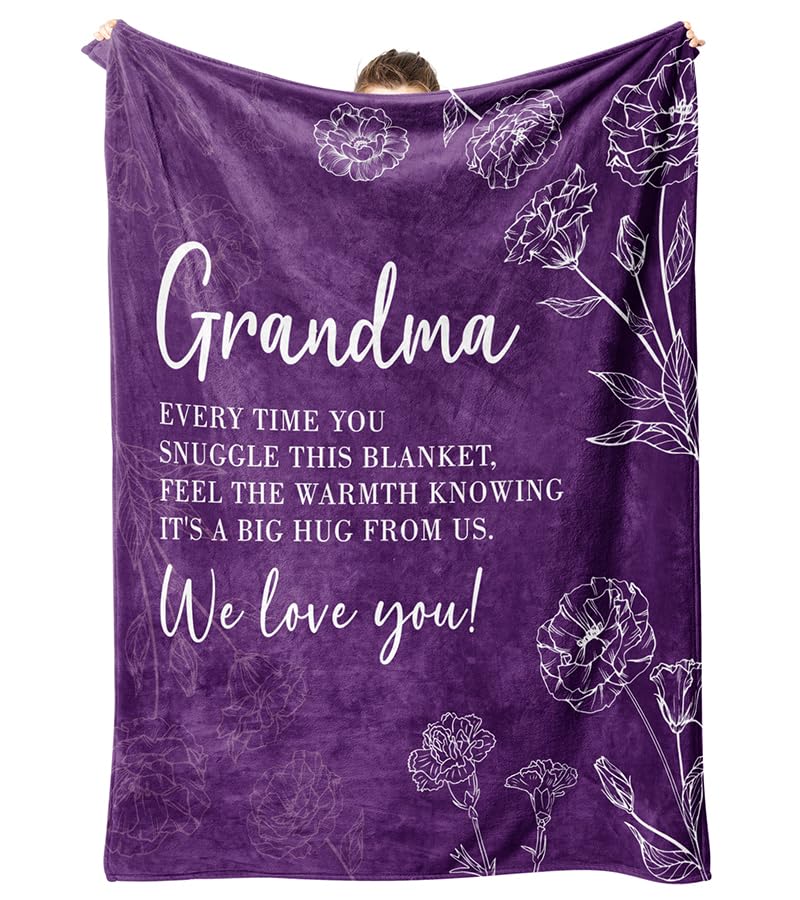 GiltGlimmer Grandma Gifts, Grandma Floral Blanket 50" x 60", Purple