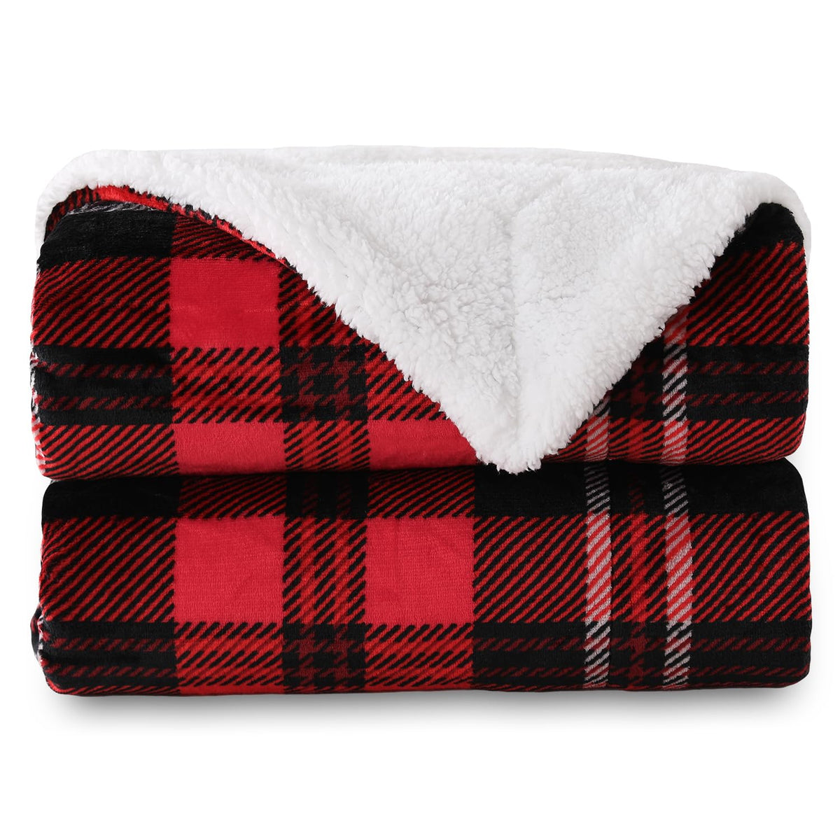 SOCHOW Buffalo Plaid Sherpa Fleece Throw Blanket, 50 x 60 inches, Orange