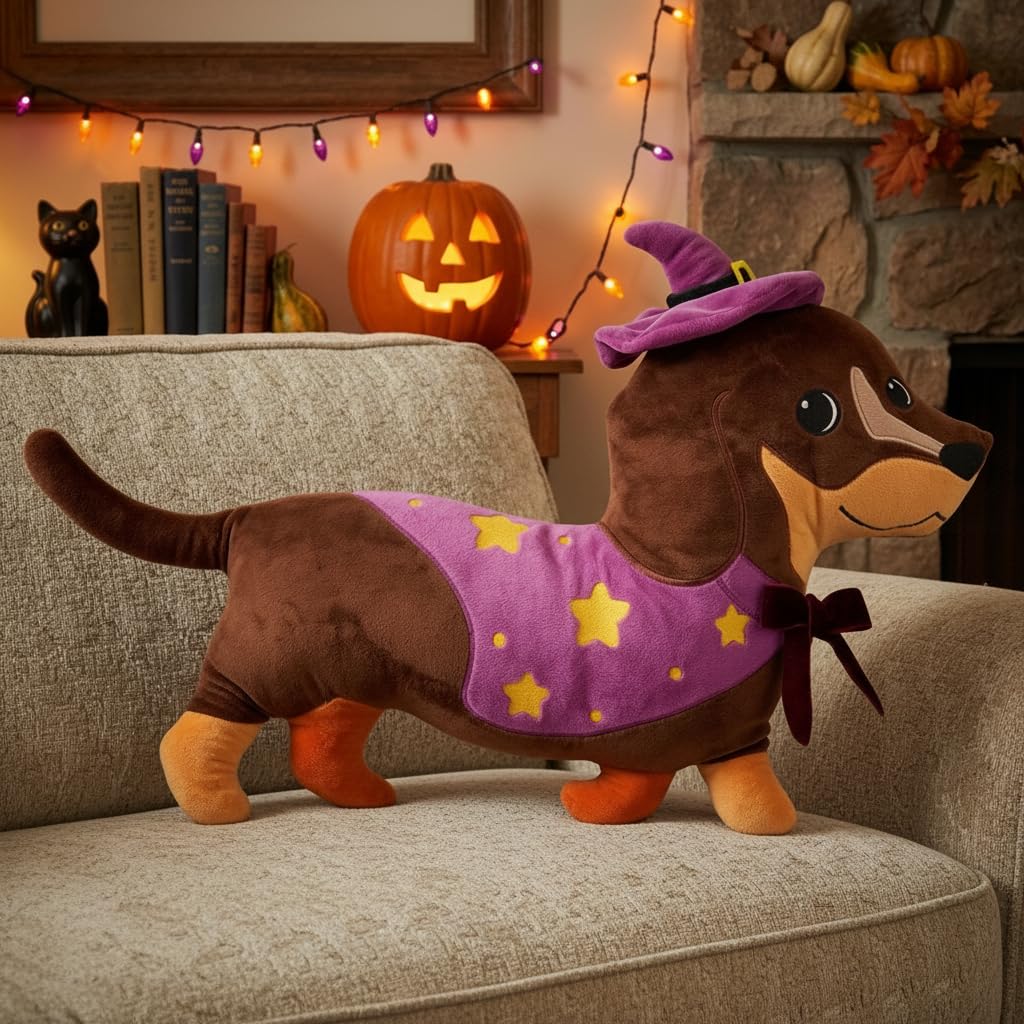 Tian Zhun Fall Pillow Dachshund Pillow 13.8 x 12.21 Inch Dachshund Fall Decor Weiner Dog Gifts Autumn Thanksgiving Holiday Decoration for Sofa