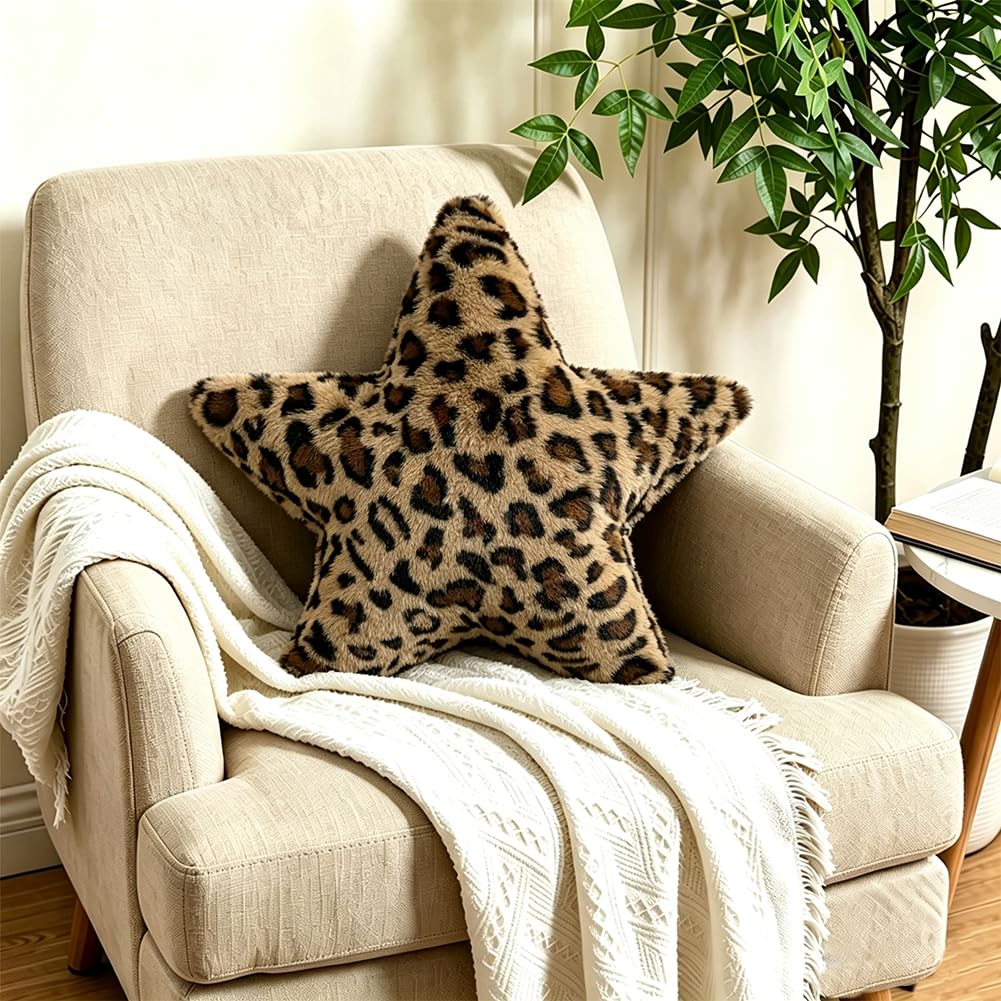 Leopard Heart Pillow Small Cheetah Print Love Pillows Soft Faux Fur Heart Shaped Decorative Pillow Cushion for Bed, Sofa, Couch, Bedroom & Living Room 13 x 10 Inch