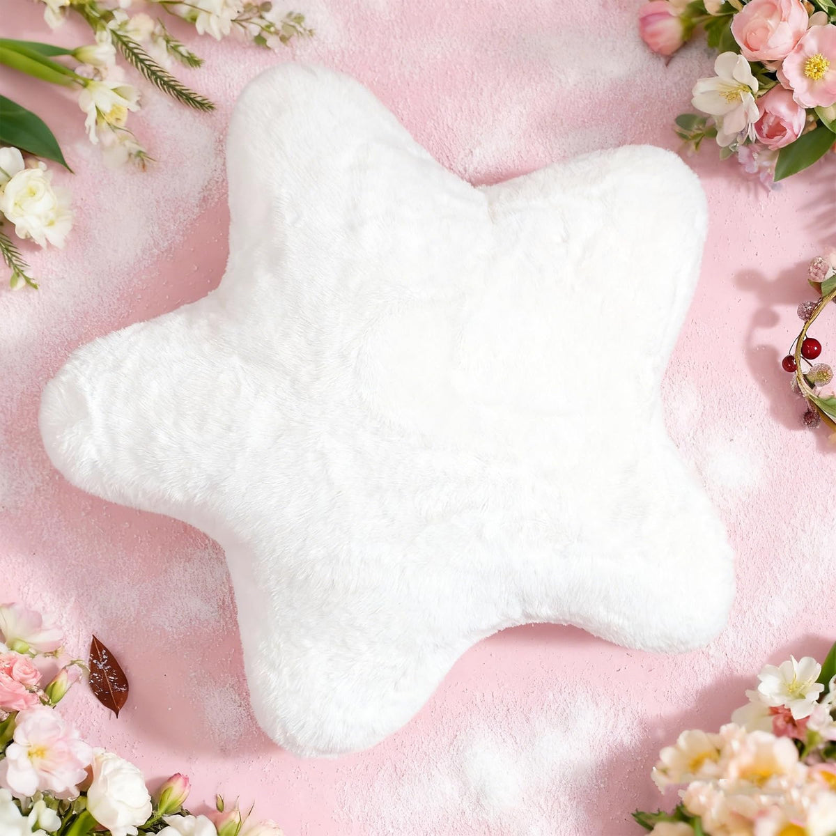 YRXRUS Star Pillows, Light Blue Star Shaped Pillow, Decorative Throw Pillow Gifts, Cute Plush Room Decor, Fluffy Faux Rabbit Fur 14"x14"Pillows for Living Bedroom