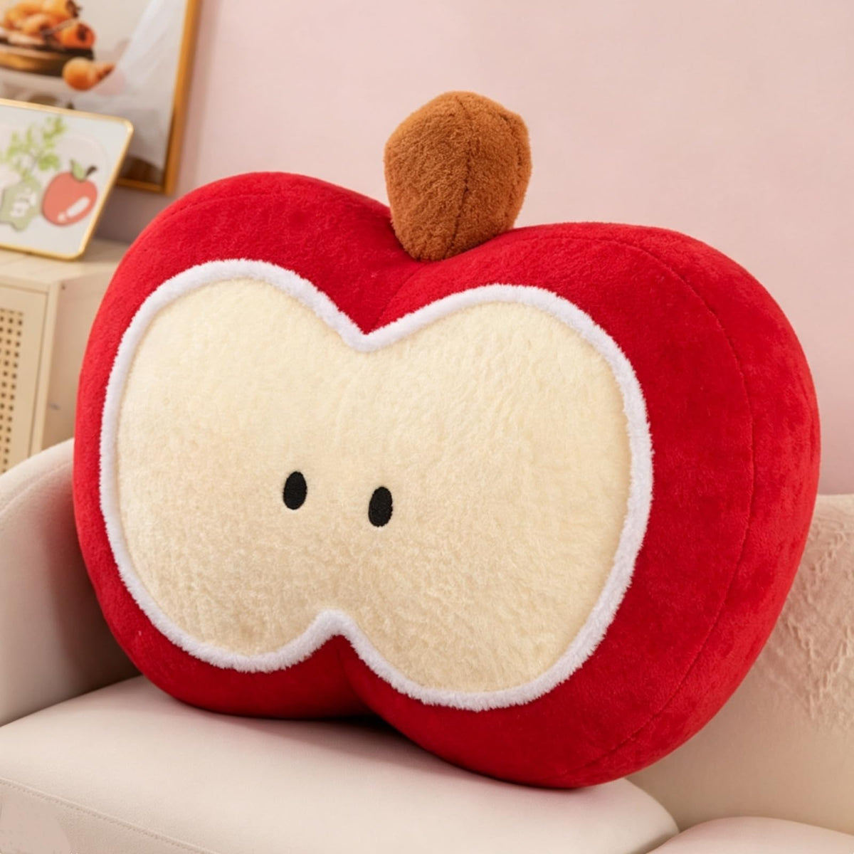 Apple Throw Pillow,Soft Plush Fruit Cushion