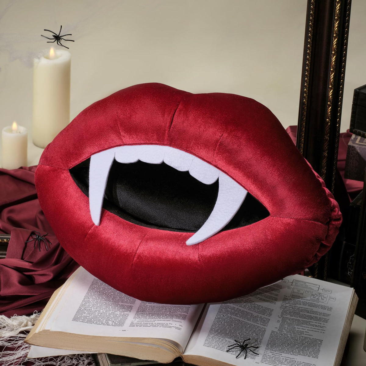 Ashler Lips Throw Pillows Smooth Soft Velvet Insert Included, Lip Shaped Pillow for Bed Living Room, New Red, 24 X 12 inches