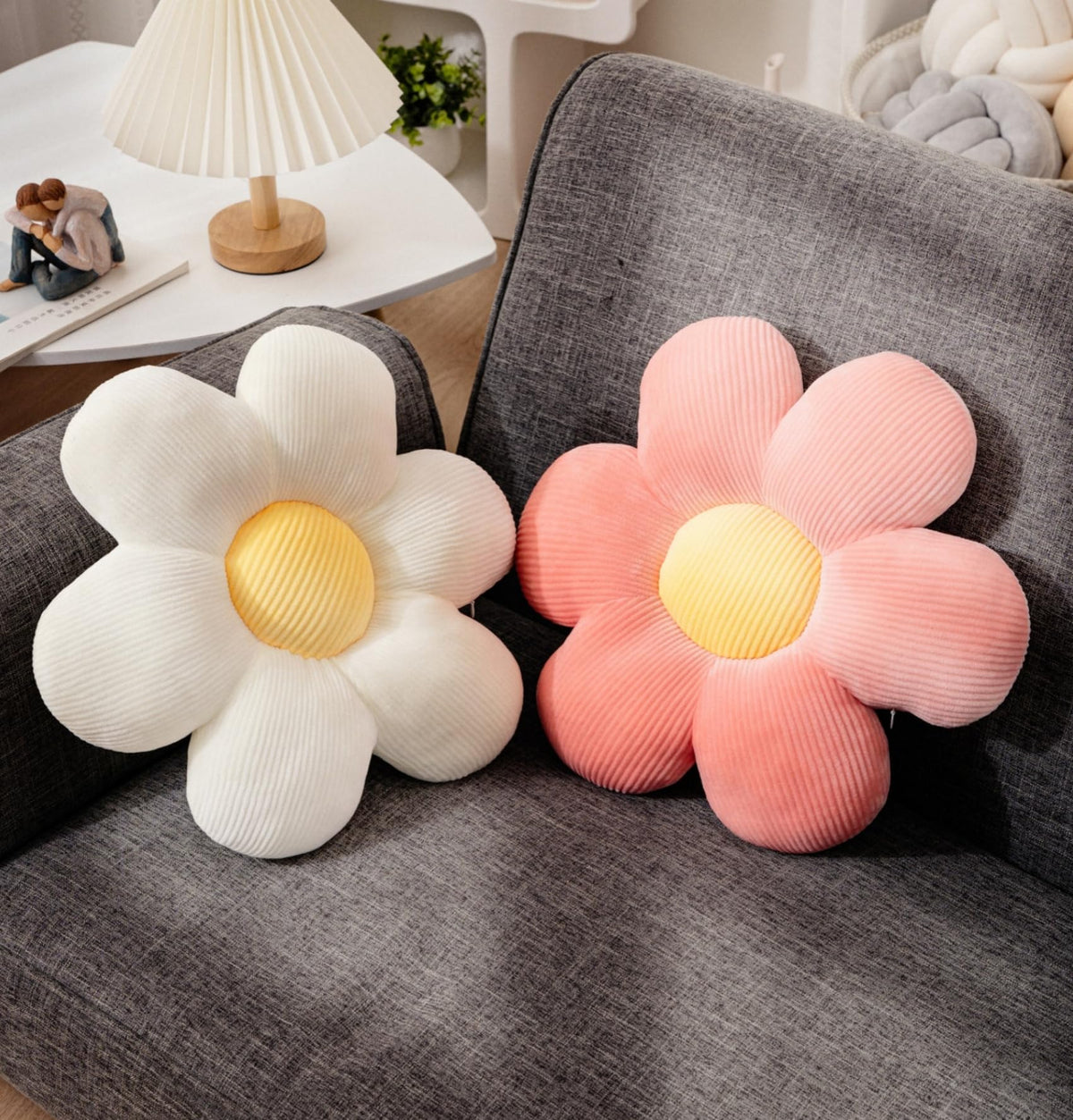 2Pcs Flower Pillows Cute Decorative Throw Pillows, 15.35"