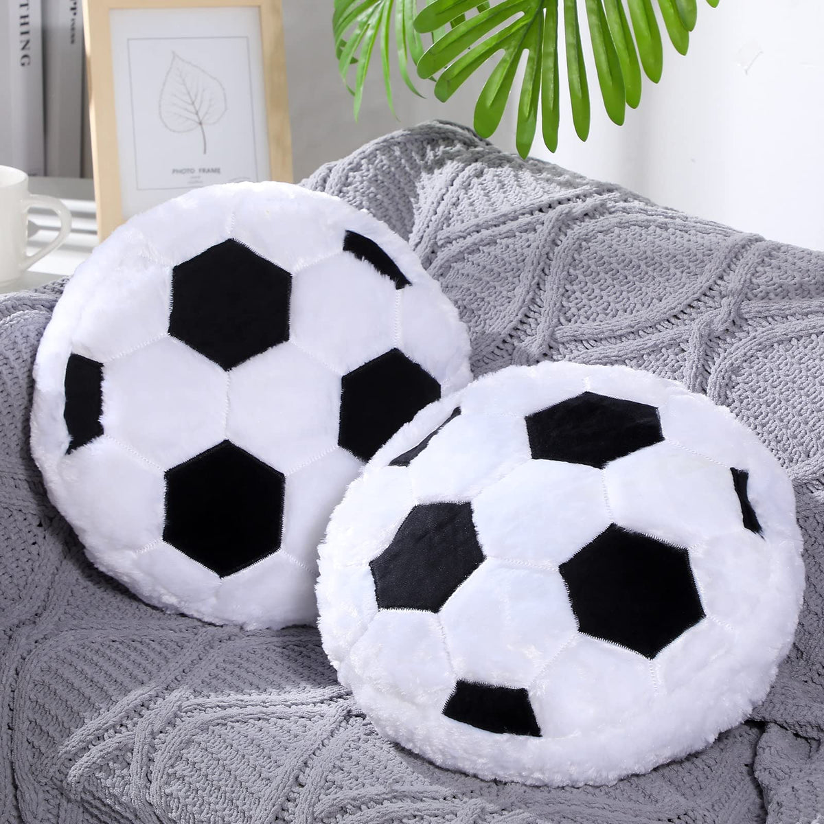 Jetec 2 Pcs Football Plush Pillow Toy 14" Fluffy Football Room Decor