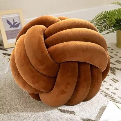 KUCCO Ivory Knot Pillow Ball, Handmade Knotted Throw Pillow, 7.87 Inch