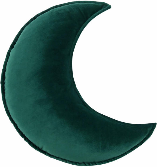 Moon Shaped Throw Pillow Star Couch Cushion Decorative Pillows Fluffy Velvet Stars Home Decor Plush for Bedroom (Moon, Dark Green)
