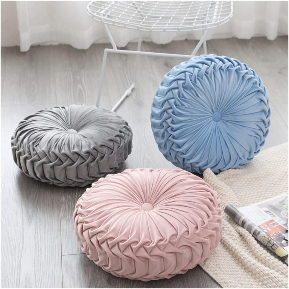 Baiyuruodie Round Velvet Pillow, Sofa Bed Bedroom Decorative Throw Pillow (38cm, Dark Purple)