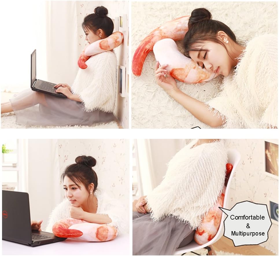 Bettli Shrimp Meat U Shaped Neck Pillow Throw Pillow Cushion Plush