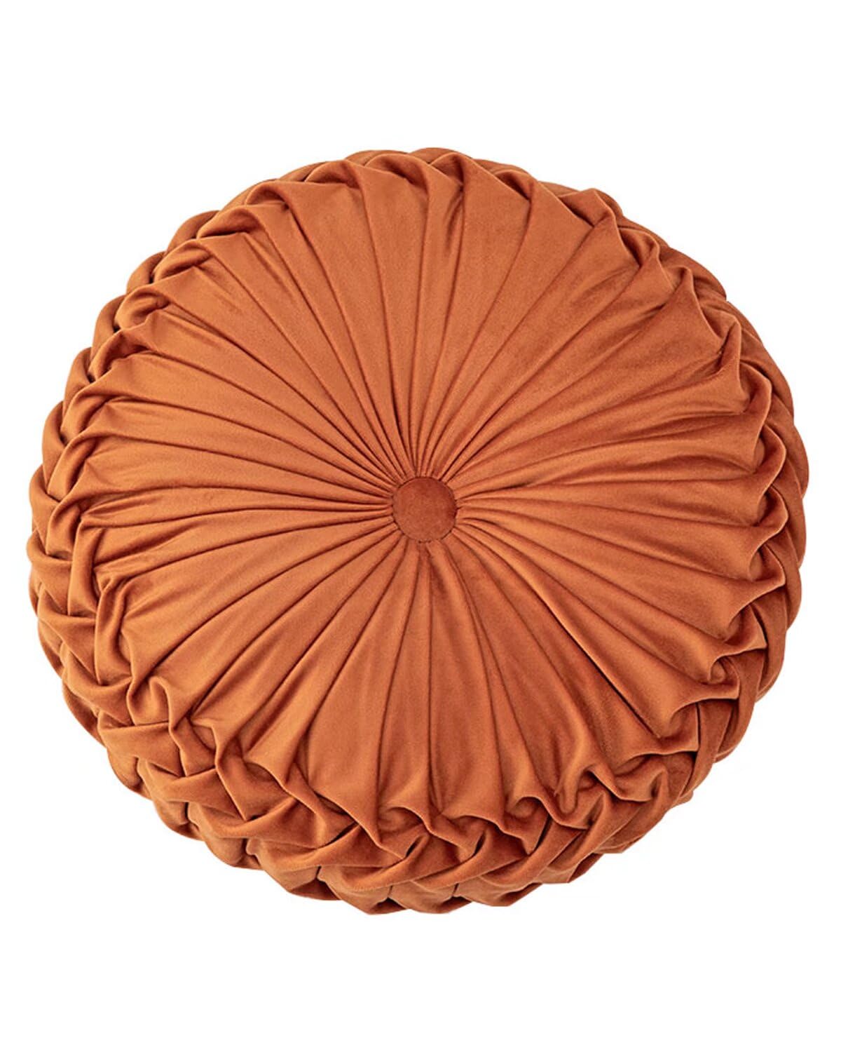 HLOVME Round Velvet Pillow for Couch Small Handmade Decorative Throw Pillow for Bed Bedroom 13.7” Wine Red