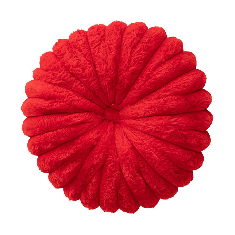 vctops Round Throw Pillow Soft Faux Fur Decorative Pillow Small Pumpkin Throw Pillow Cushion for Living Room Sofa Bed (White,13.7" Diameter)