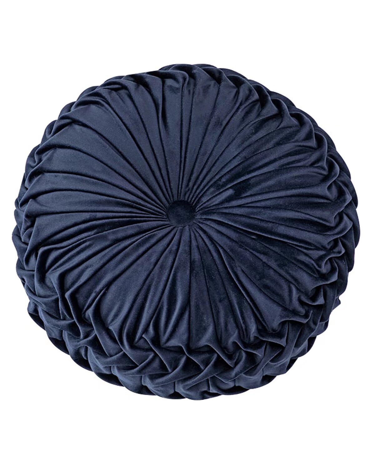 HLOVME Round Velvet Pillow for Couch Small Handmade Decorative Throw Pillow for Bed Bedroom 13.7” Wine Red