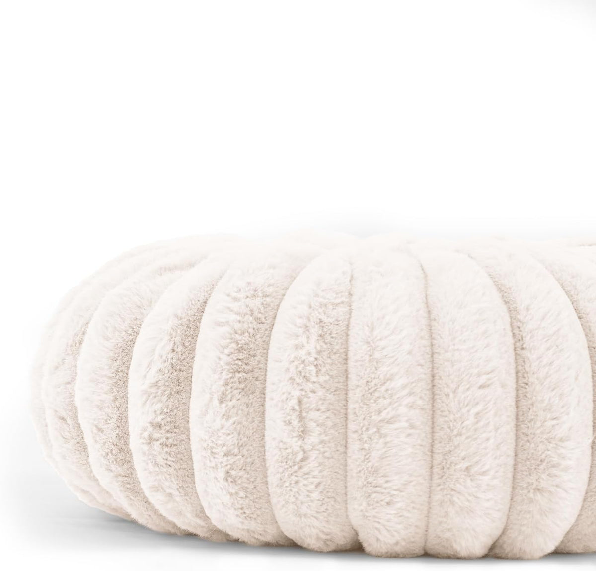 vctops Round Throw Pillow Soft Faux Fur Decorative Pillow Small Pumpkin Throw Pillow Cushion for Living Room Sofa Bed (White,13.7" Diameter)
