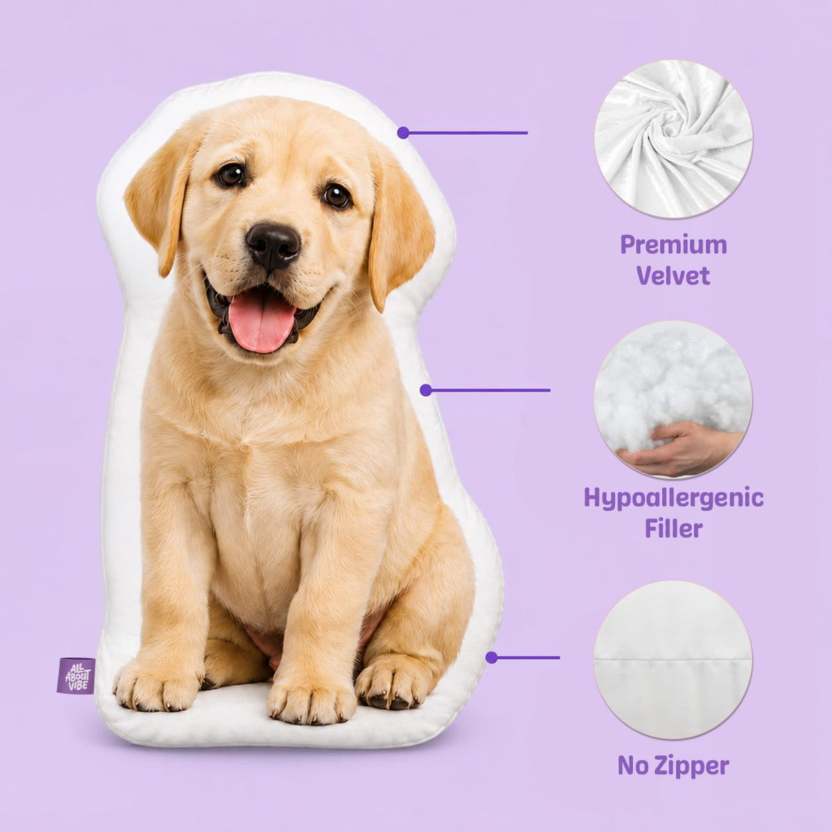 All About Vibe Custom Face Pillow, Personalized Photo Pillow, Custom Person Pillow, Picture Throw Pillow, Custom Pet Pillow - Personalized Gift for Boyfriend, Girlfriend, Birthday, Dog Memorial Decor