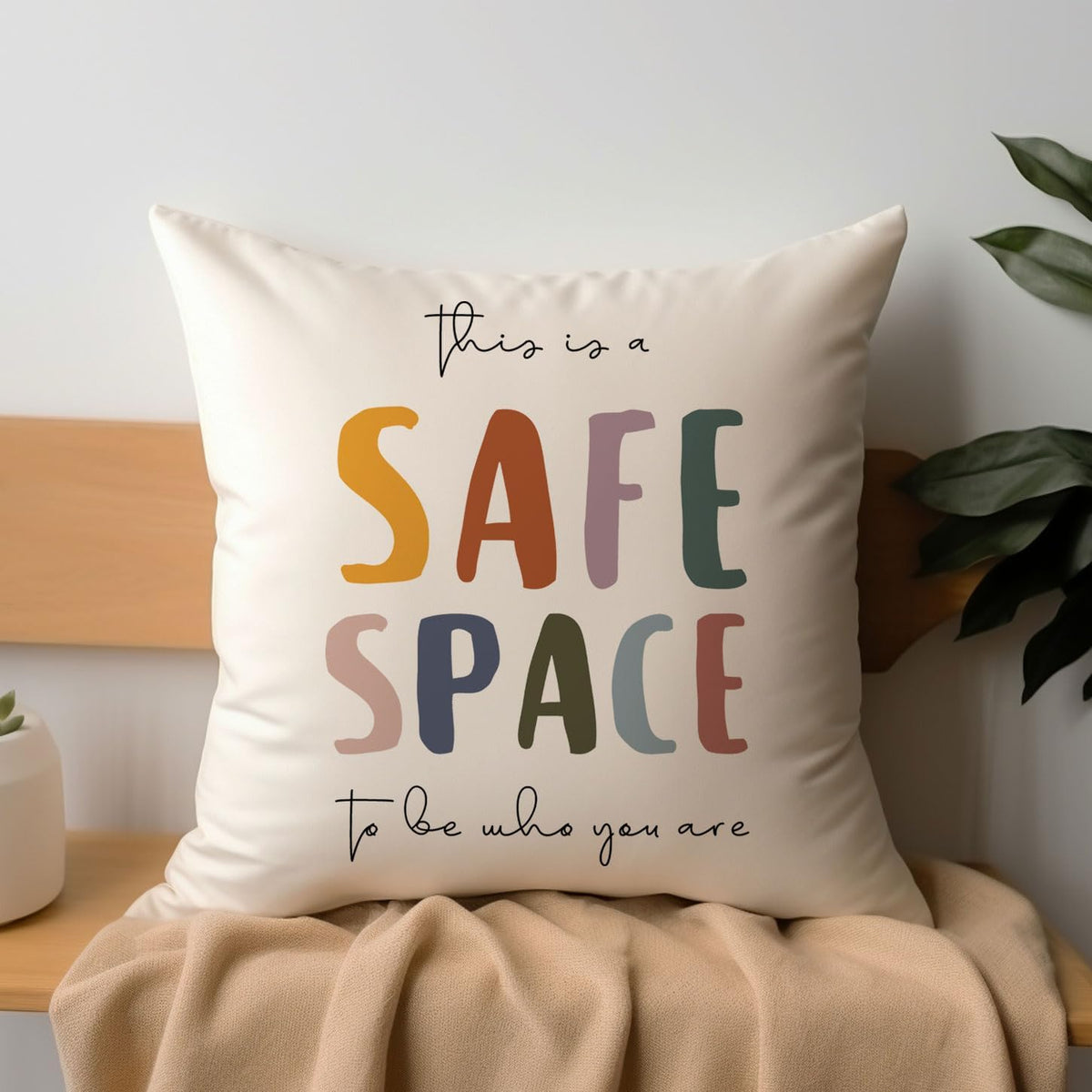 Classroom Pillows, This is a Safe Space Pillow Cover, Double-Sided Therapy Office Decor for Calm Down Corner, Reading Nook, School Counselor Office, Teachers, Counselors and Therapists