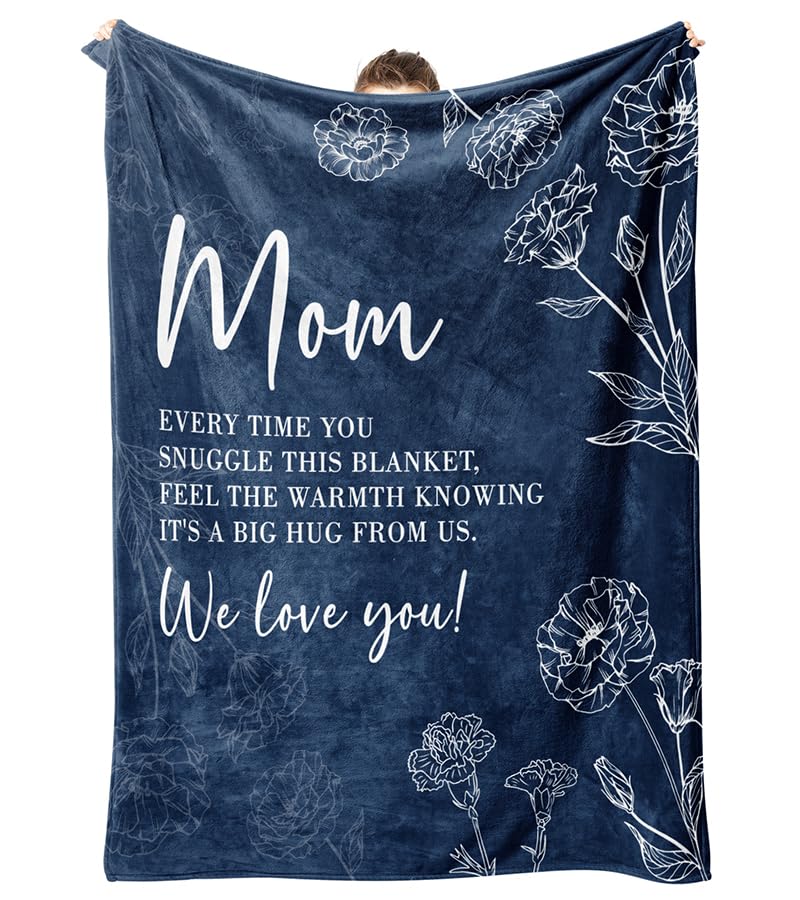 GiltGlimmer Mom Birthday Gifts, Mom Floral Blanket Blue, 60" x 50"