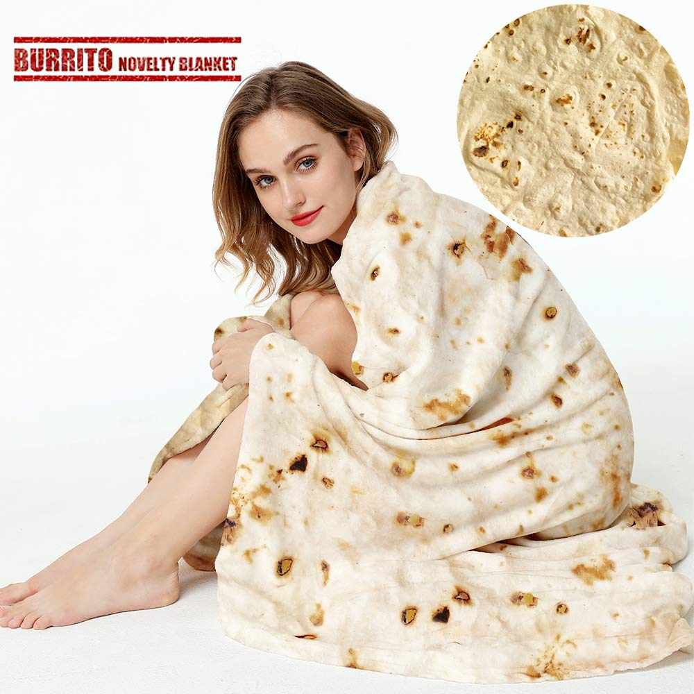 LetsFunny Burrito Tortilla Throw Blanket, Funny Realistic Food Blanket,47in