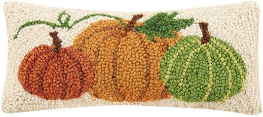 Peking Handicraft 31TG438C05OB Pumpkins Hook Pillow, Blown-in Filled, 12-inch Length, Wool and Cotton