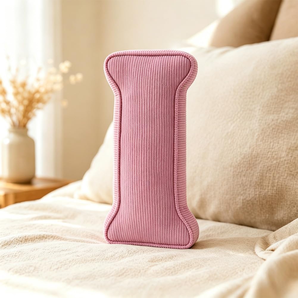 Pink Letter Plush Pillow, Letter Hugging Throw Pillows, Decorative Corduroy Initial Letter Shaped Throw Pillows, Letter Pillows English Alphabet A to Z for Sofa Bedroom Living Room Decor (M)