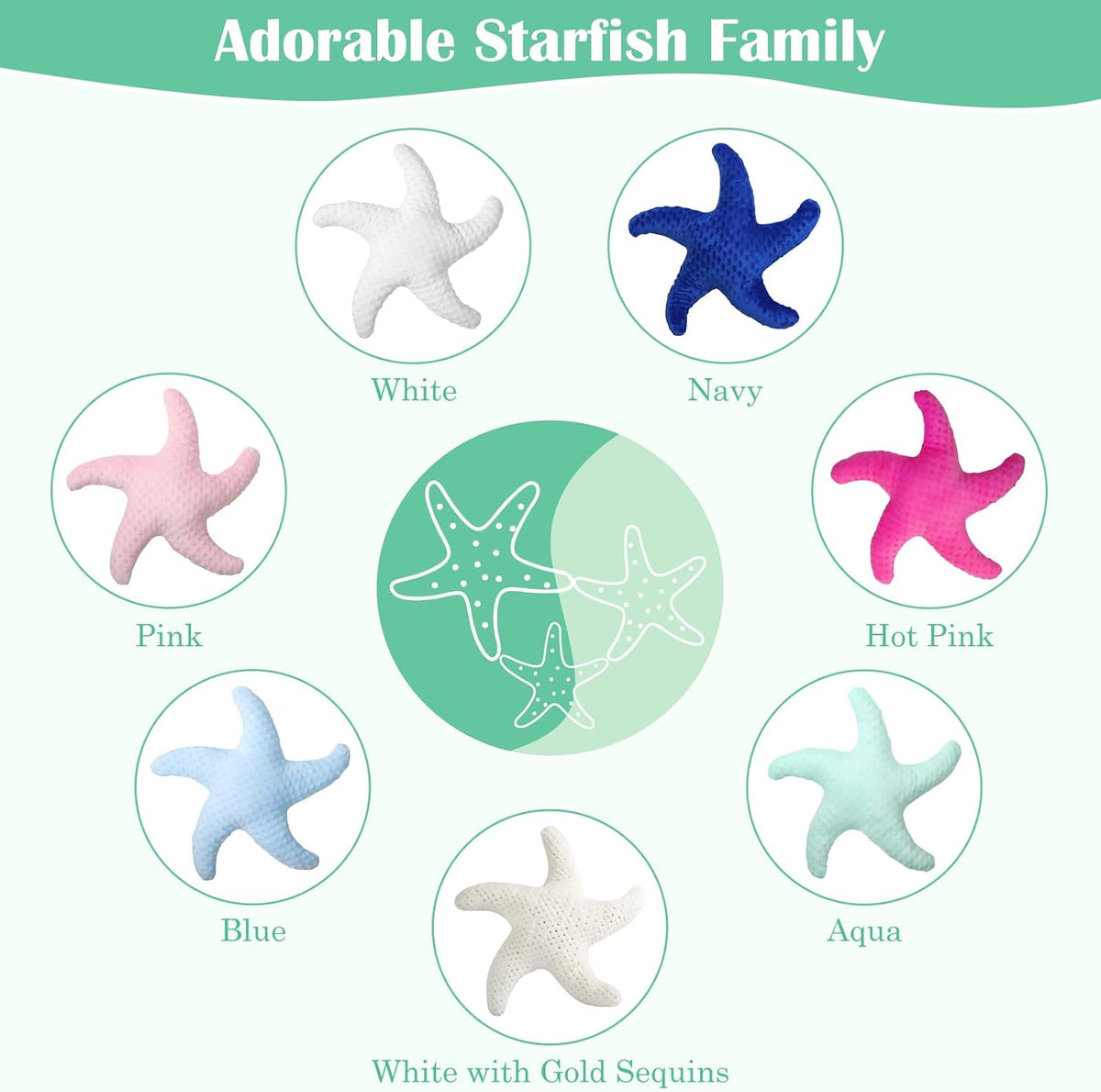 Marble Empire Starfish Pillow for Couch and Bed, Coastal Decor Throw Pillow, Ocean Beach Theme Accent Pillow for Living Room（Aqua）