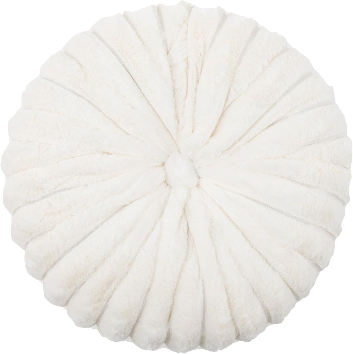 vctops Round Throw Pillow Soft Faux Fur Decorative Pillow Small Pumpkin Throw Pillow Cushion for Living Room Sofa Bed (White,13.7" Diameter)