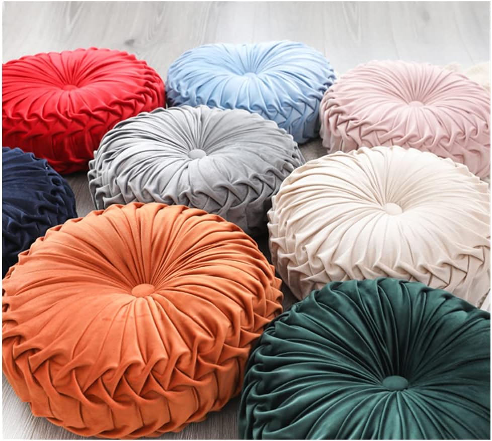 Baiyuruodie Round Velvet Pillow, Sofa Bed Bedroom Decorative Throw Pillow (38cm, Dark Purple)