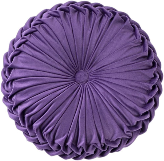Baiyuruodie Round Velvet Pillow, Sofa Bed Bedroom Decorative Throw Pillow (38cm, Dark Purple)