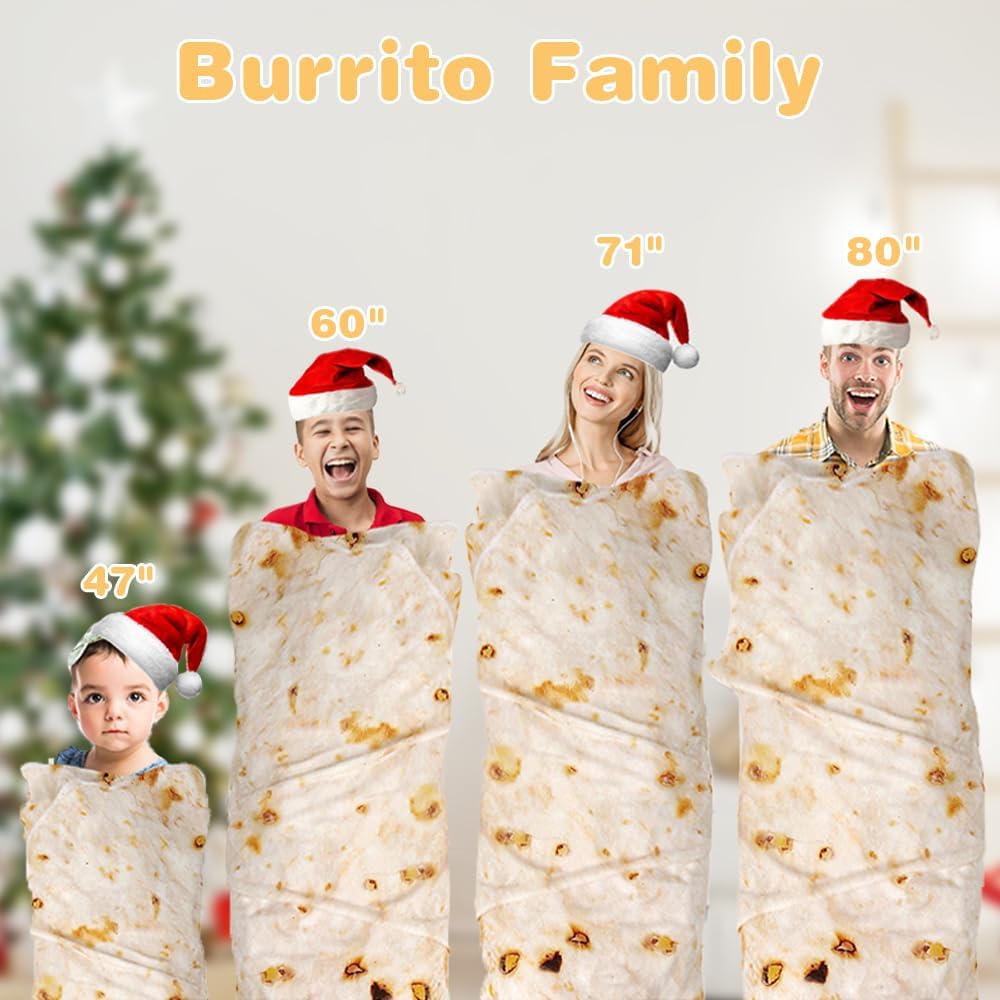 LetsFunny Burrito Tortilla Throw Blanket, Funny Realistic Food Blanket,47in
