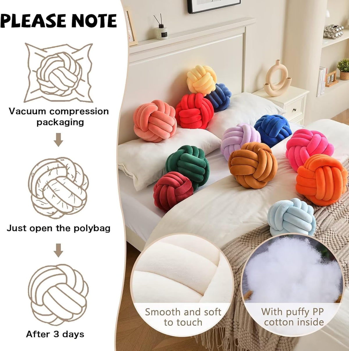 LUSJNGE Knot Pillow Ball Pink Throw Pillow 8 Inch Small Decorative Pillows