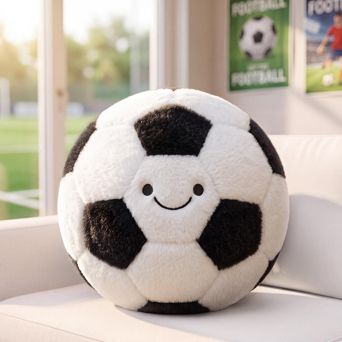 PEACH CAT Soccer Ball Plush 9.8" Cute Soccer Pillow Decorative Football Shaped Round Throw Pillows Gifts Decor for Room Bed Sofa Couch Pink