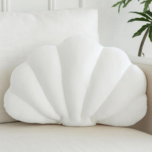 Shell Pillow, Shell Shaped Decorative Throw Pillows with Velet for Couch Bed, Cute Seashell Beachy Room Decor Aesthetic Throw Pillows for Bedroom Living Room(13x10 Inches, White)