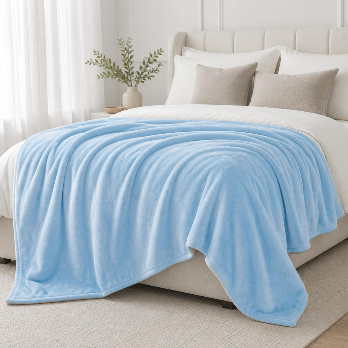 Fleece Plush Throw Blanket Navy Blue 50"x60"for Couch Fuzzy Cozy Flannel