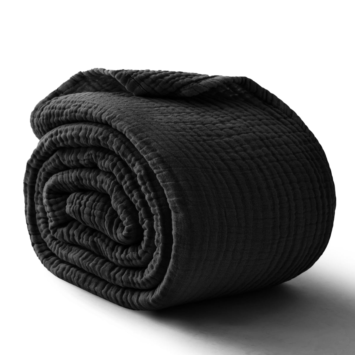 100% Cotton Muslin Blanket for Adults, 6-Layer Large Throw, Beige Linen