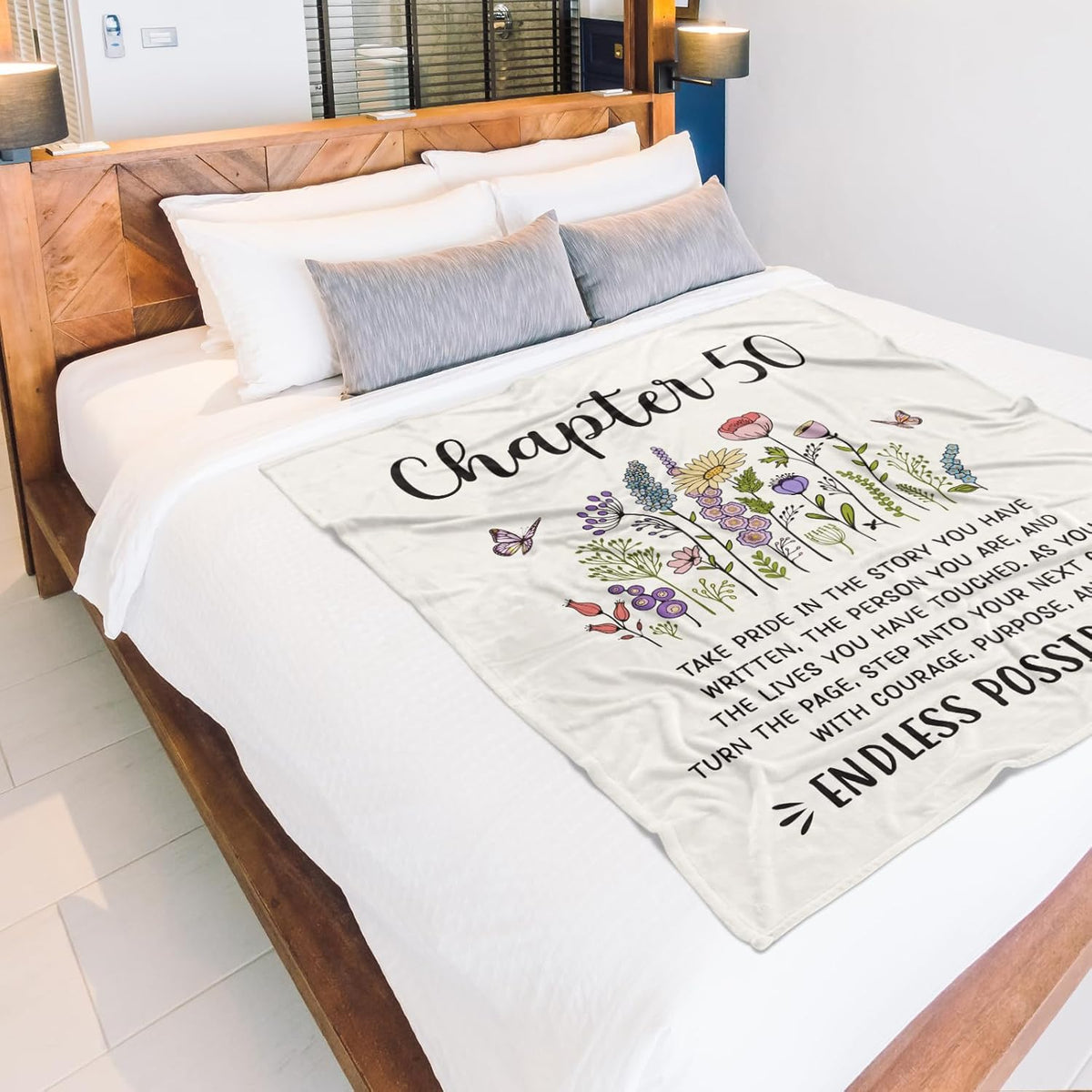 Afterprints 50th Birthday Gift for Her, Chapter 50 Birthday Blanket