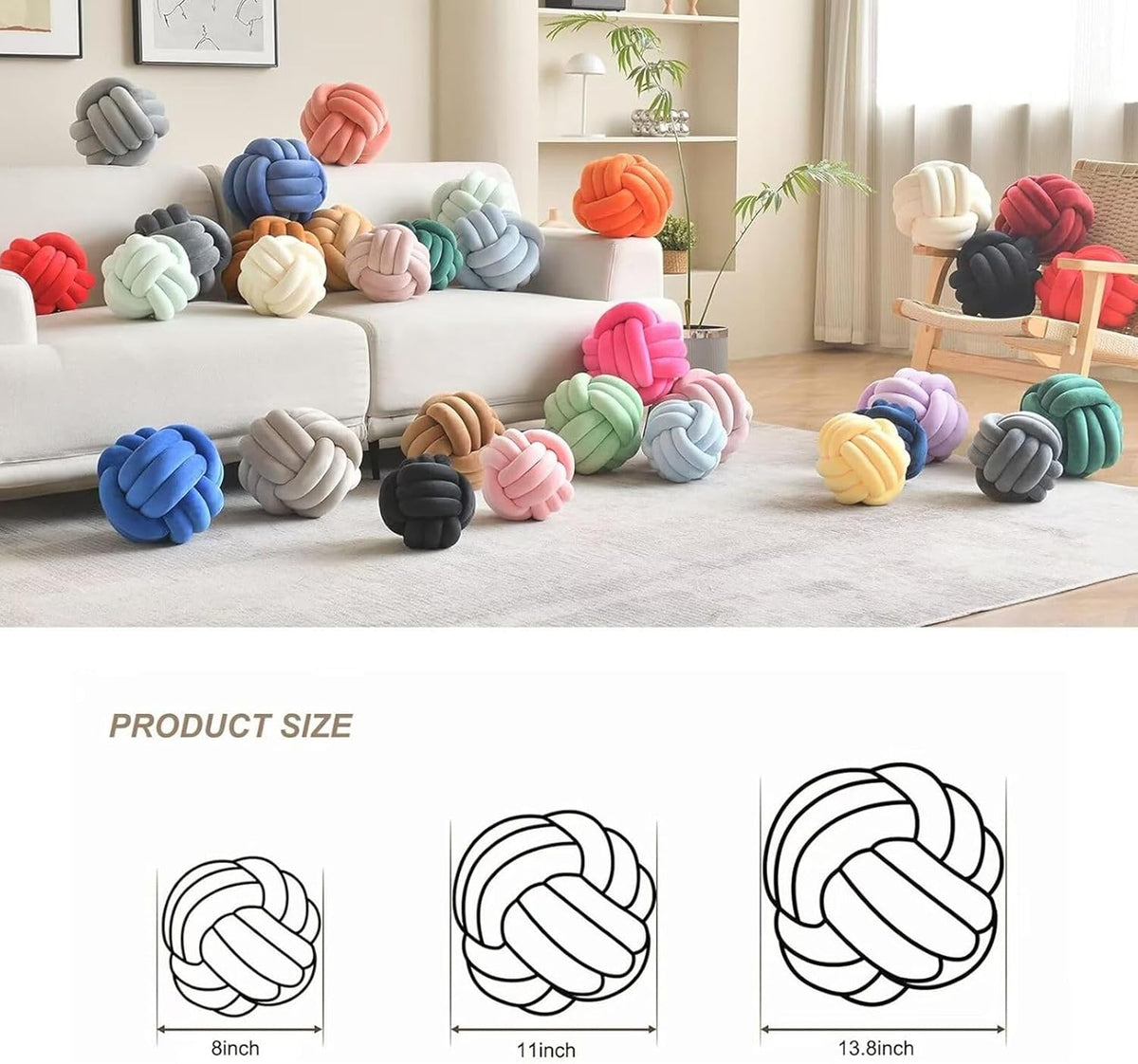 LUSJNGE Knot Pillow Ball Pink Throw Pillow 8 Inch Small Decorative Pillows