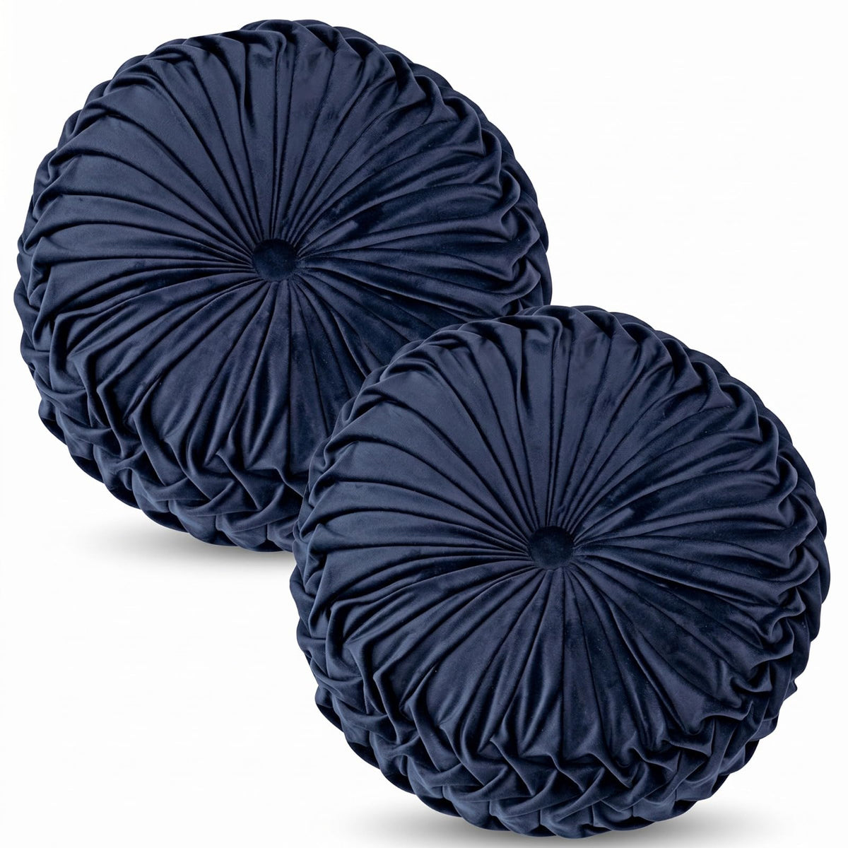 HLOVME Round Velvet Pillow for Couch Small Handmade Decorative Throw Pillow for Bed Bedroom 13.7” Wine Red