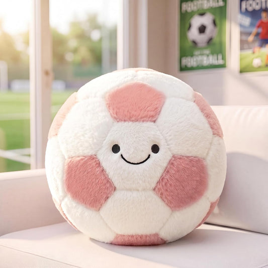 PEACH CAT Soccer Ball Plush 9.8" Cute Soccer Pillow Decorative Football Shaped Round Throw Pillows Gifts Decor for Room Bed Sofa Couch Pink