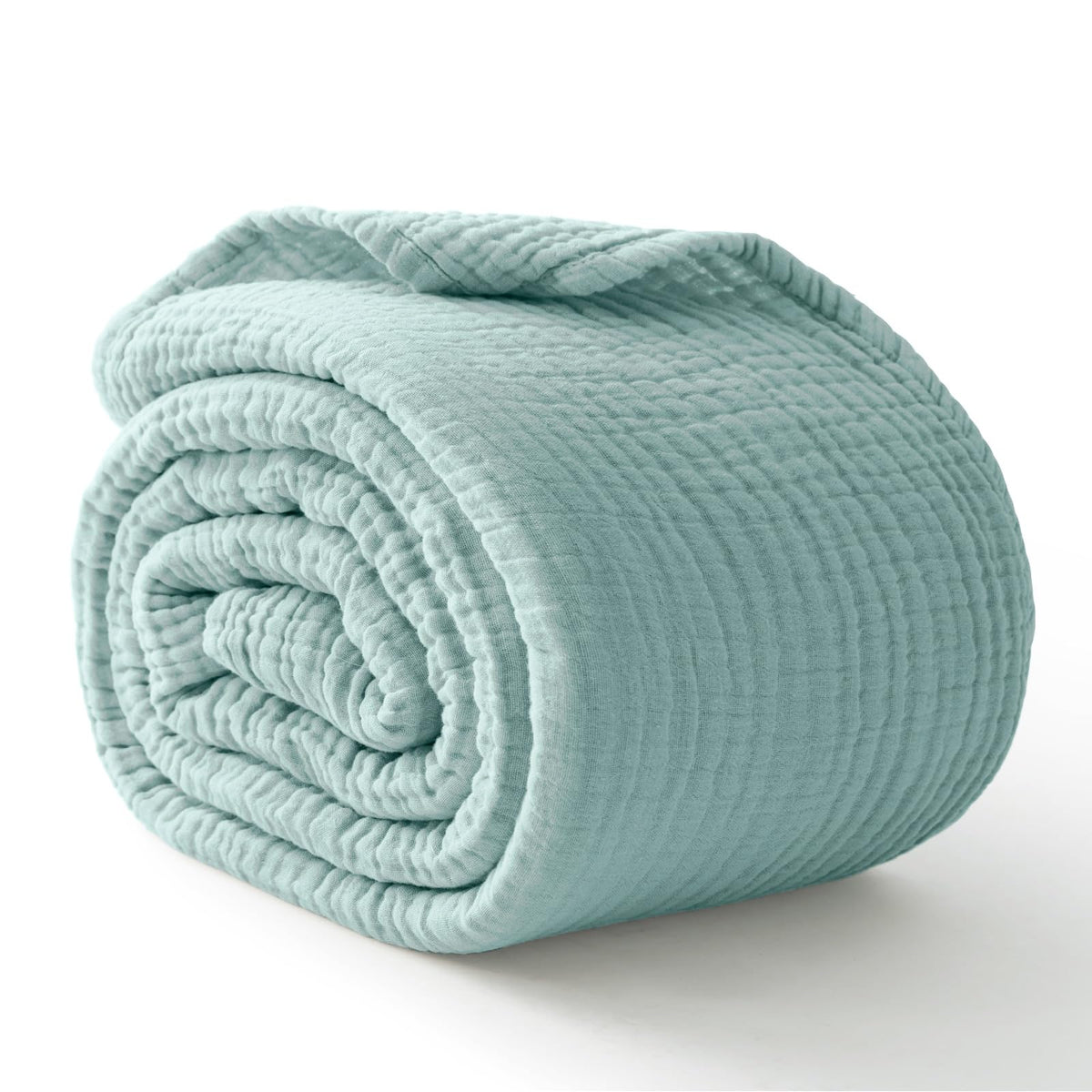100% Cotton Muslin Blanket for Adults, 6-Layer Large Throw, Beige Linen