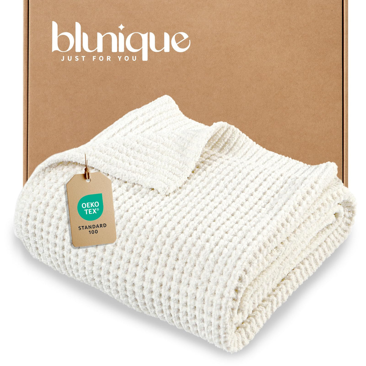 Waffle Knit Throw Blanket for Couch, Soft Cozy Chunky Knit Thick Knitted Blanket for Sofa, Bed, Gift for Women Girls Home Decor (Sage, Throw 50"x60")