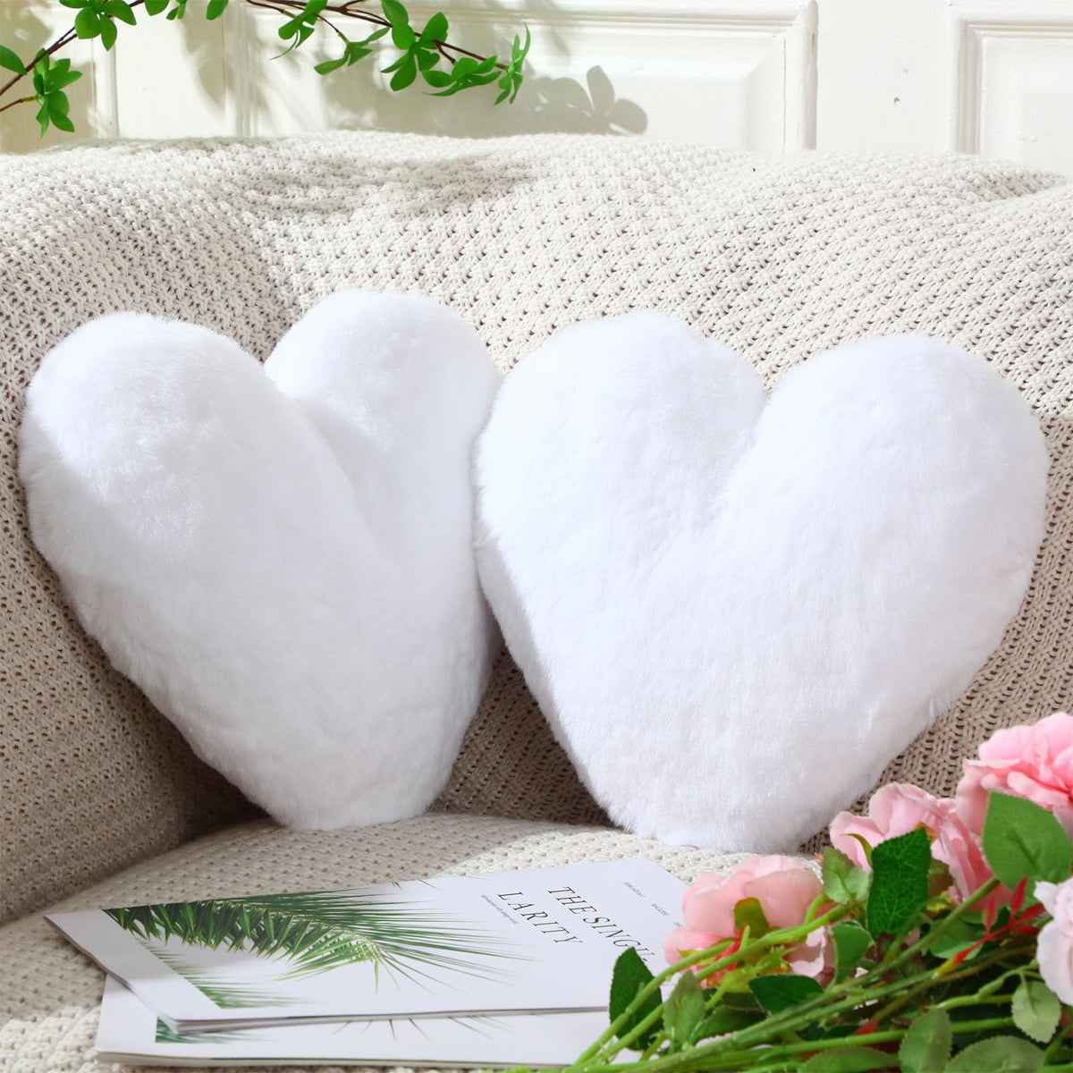 Marsui 2 Pcs Heart Pillows, Royal Purple, 11.81 x 11.02 Inch