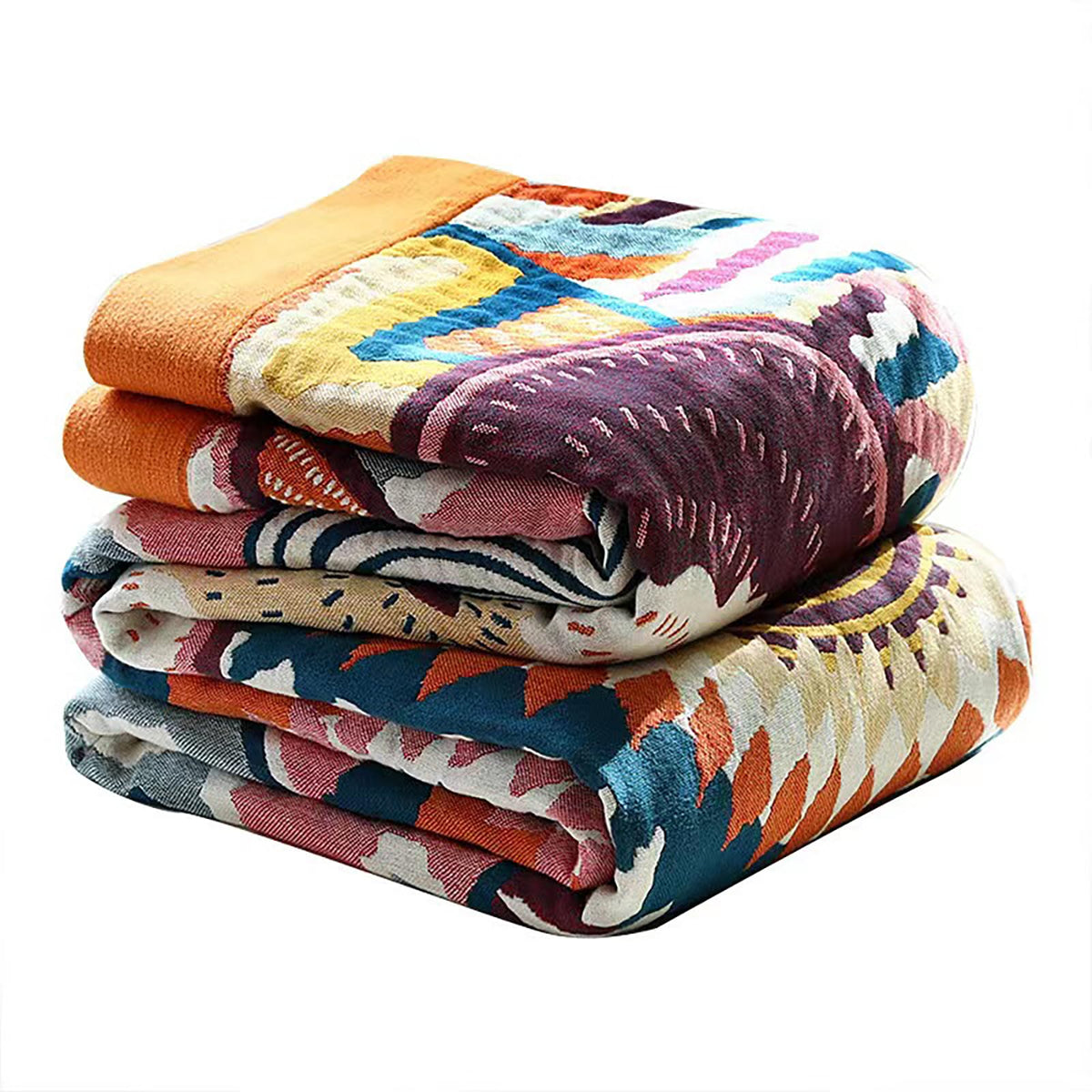 VANJOROY Boho Throw Blanket, 100% Organic Cotton 50x60 for Couch Bed, Beige