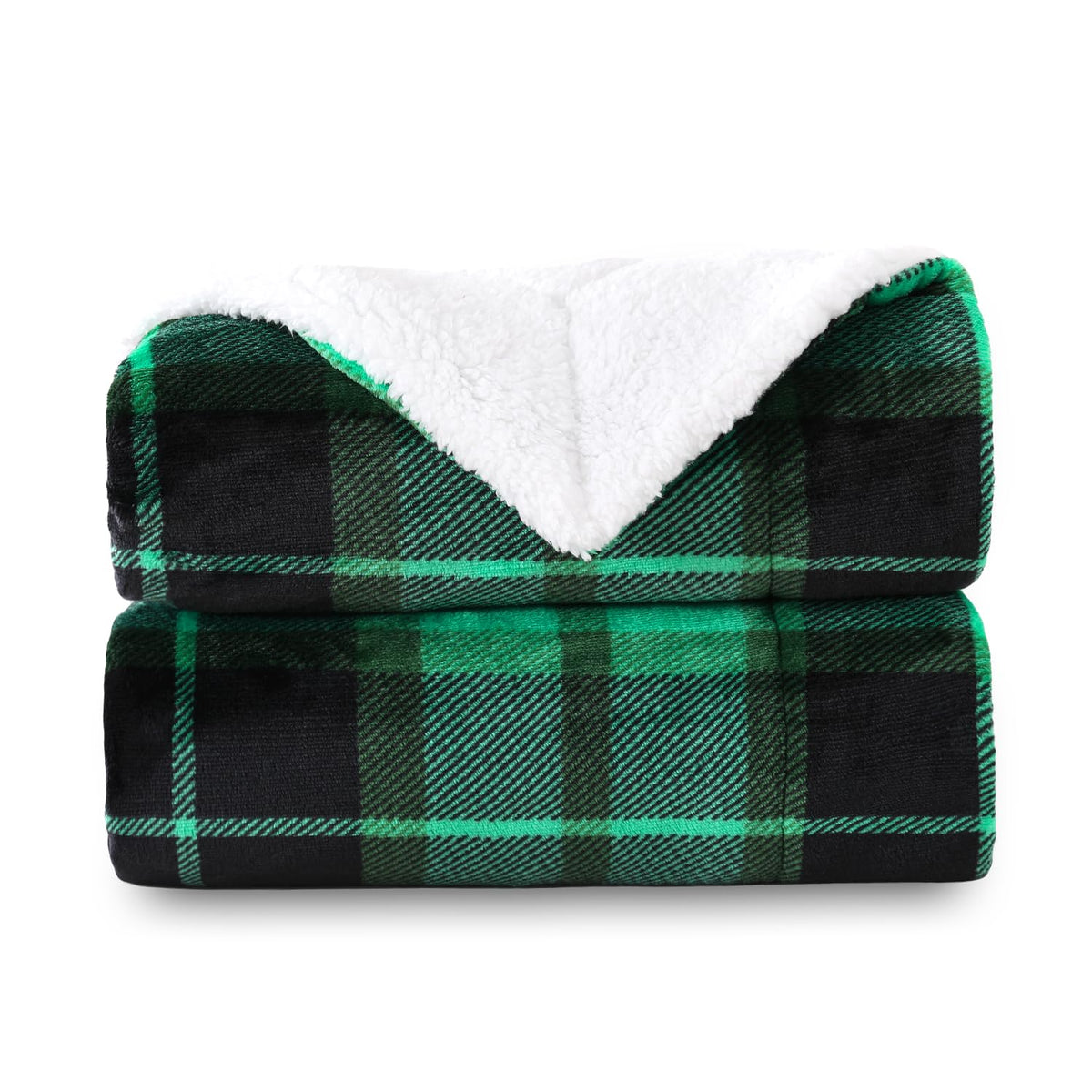 SOCHOW Buffalo Plaid Sherpa Fleece Throw Blanket, 50 x 60 inches, Orange