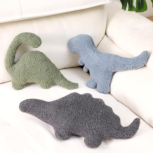Shellwei 3 Pcs Dinosaur Pillow for Kids Sherpa Cute Color Dino Decorative