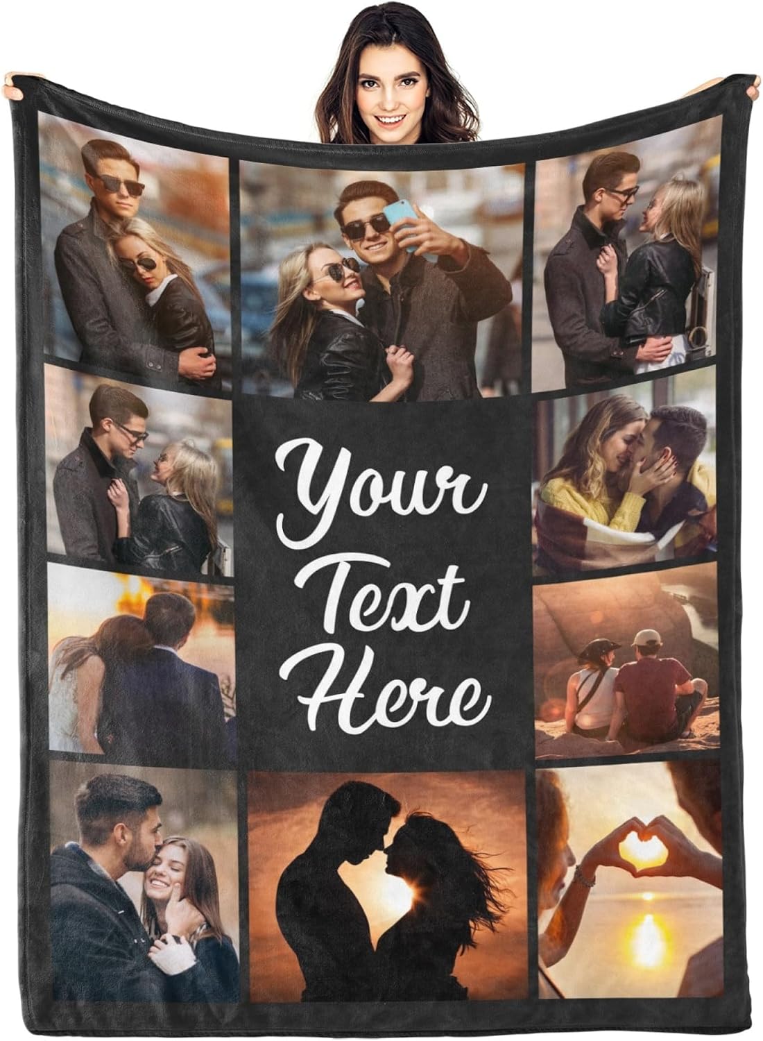 Printwoo Custom Blanket with Picture Customized Thow Blankets Personalized Blanket Customizable Blanket Photo Blankets Customize Gifts for Girlfriend Boyfriend Wife Husband Mom Couple