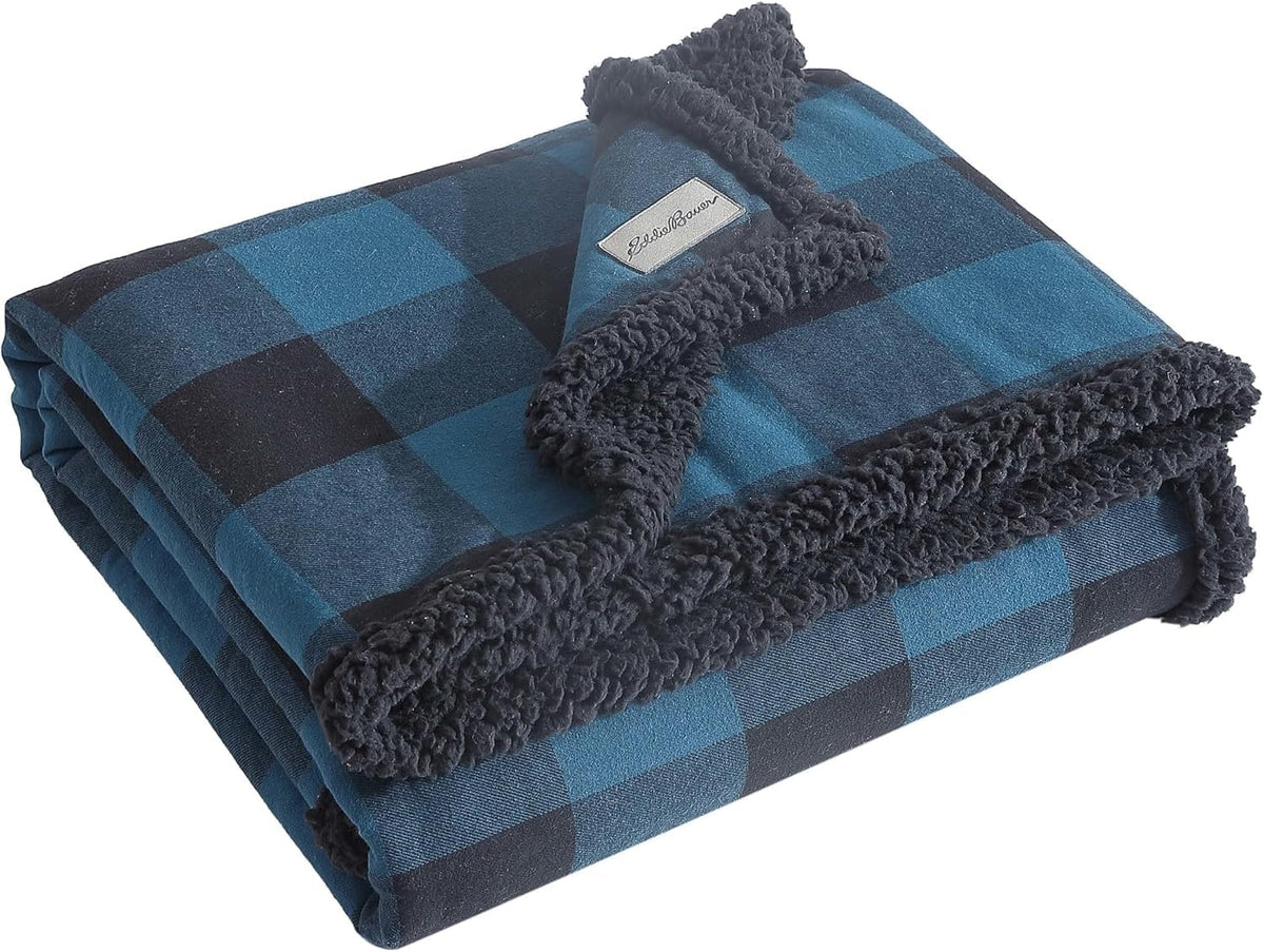 Eddie Bauer - Sherpa Reverse Throw Blanket for Bed or Couch, 50 x 60