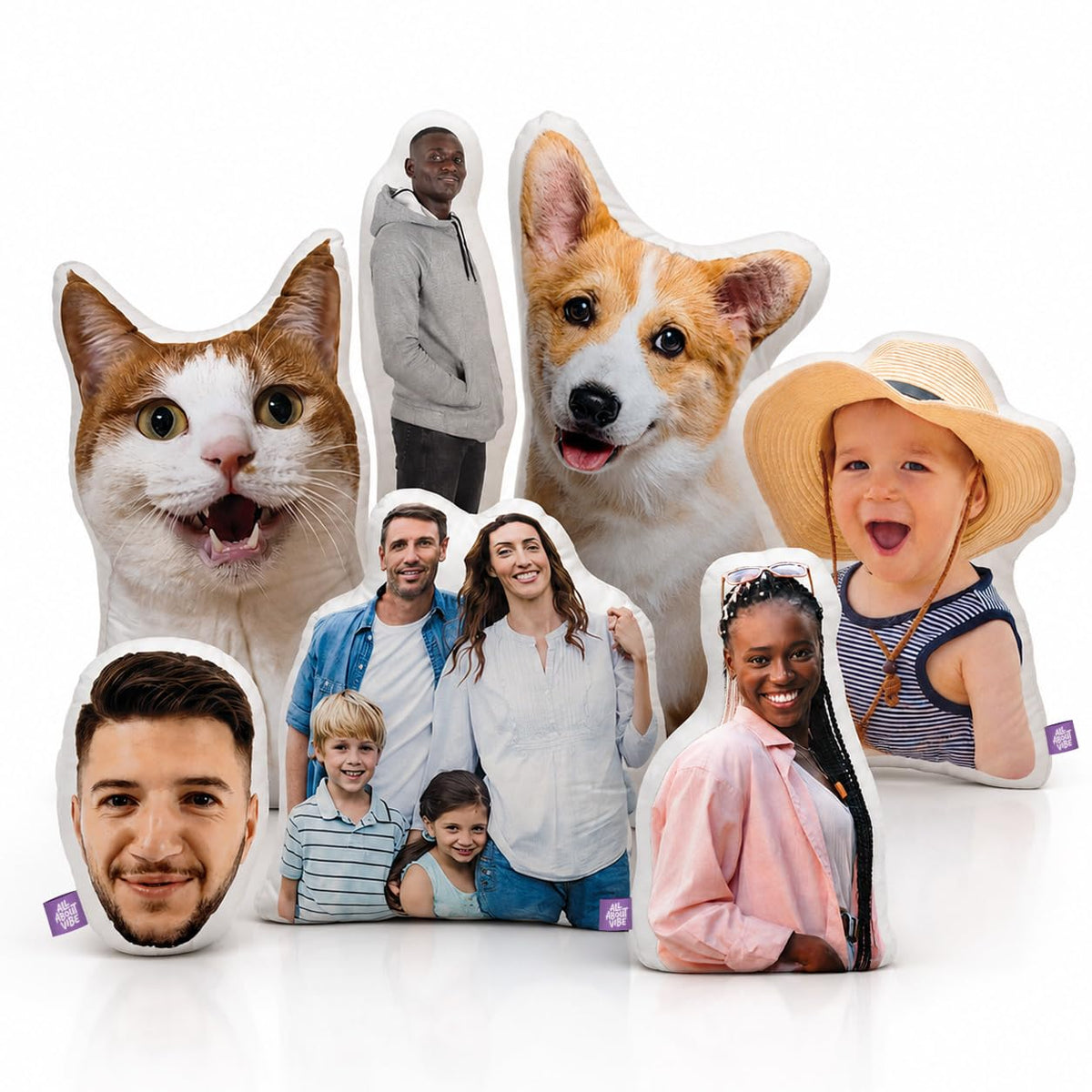 All About Vibe Custom Face Pillow, Personalized Photo Pillow, Custom Person Pillow, Picture Throw Pillow, Custom Pet Pillow - Personalized Gift for Boyfriend, Girlfriend, Birthday, Dog Memorial Decor
