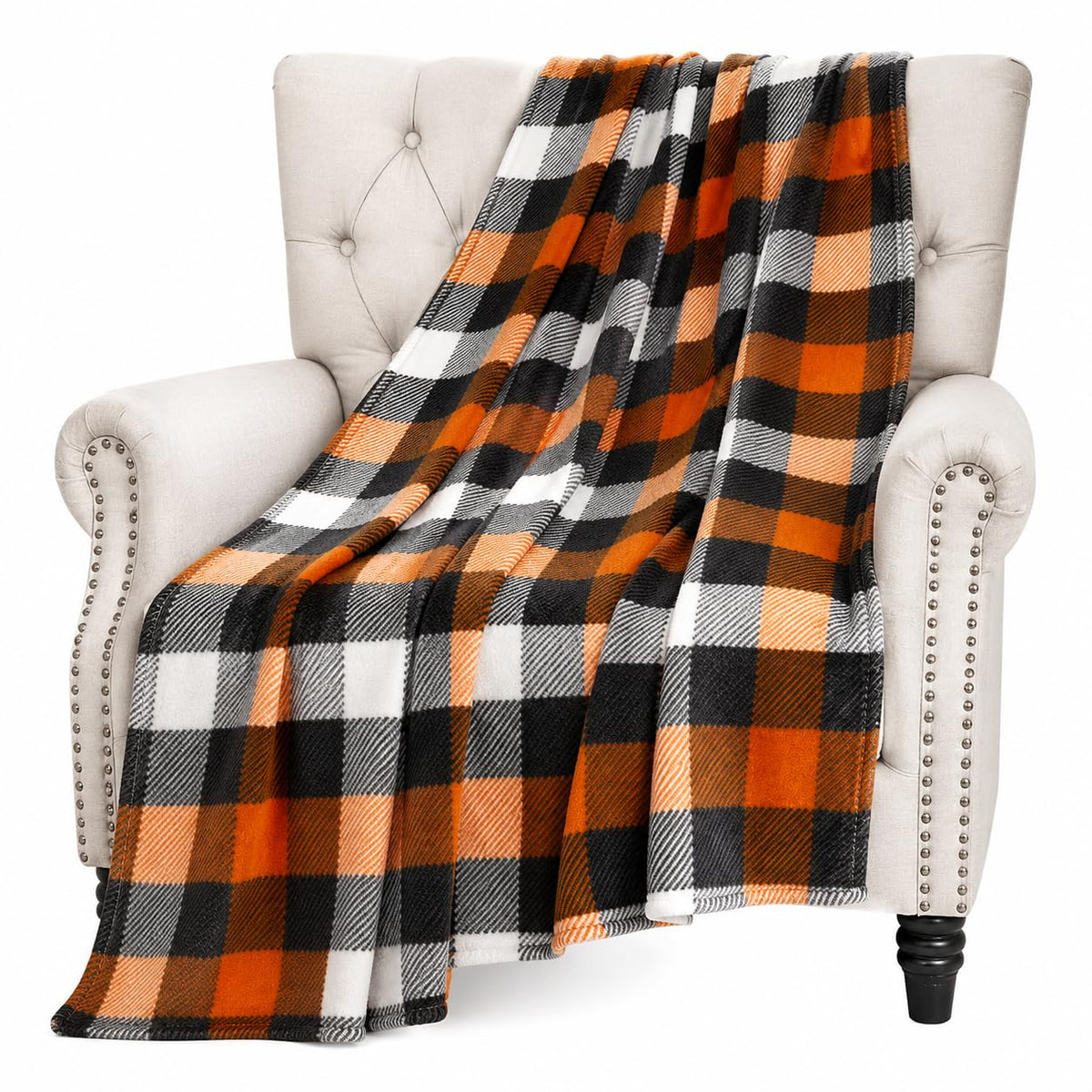 Halloween Fleece Throw Blanket, Black Bats on Gray, 50"x70" Oversized
