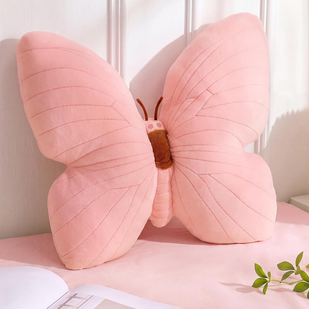 PEACH CAT Butterfly Pillow Decorative Butterfly Shaped Throw Pillows 15.7" x 15.7" Cute Plush Cushion Decor for Bedroom Living Room Sofa Couch Pink