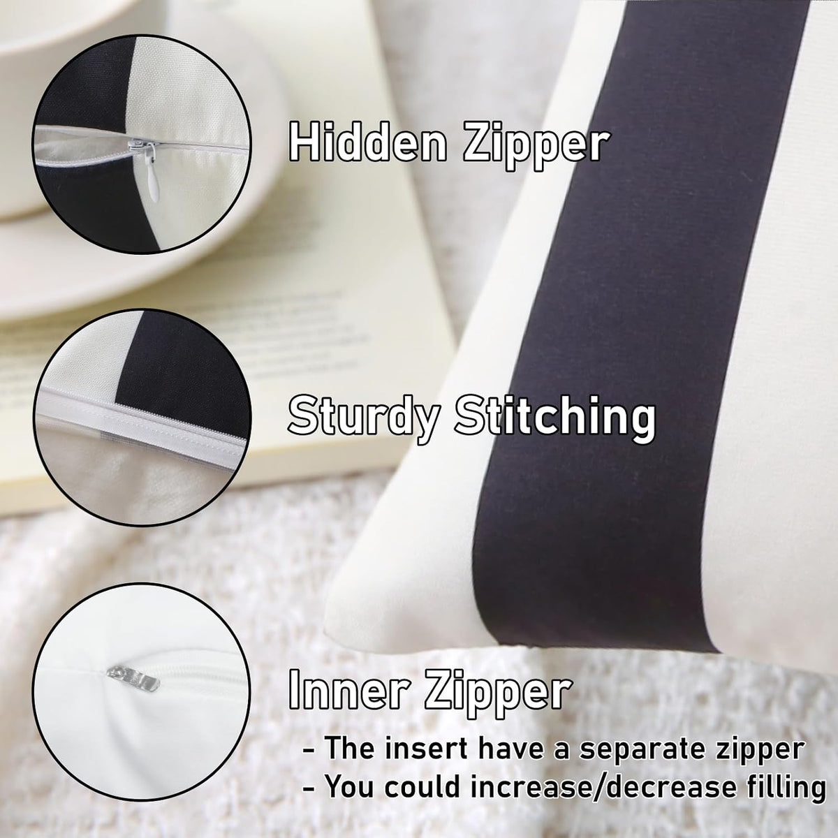 Outdoor Throw Pillows with Inserts, Pack of 2 Waterproof Decorative Garden Cushion for Patio Furniture Garden Couch Sofa Home