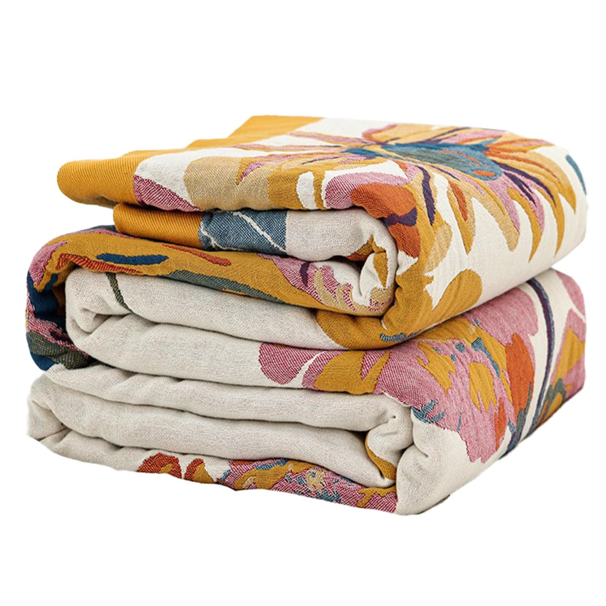Bailix Boho Throw Blanket, 100% Cotton, Woven Floral Pattern, 60"x80"